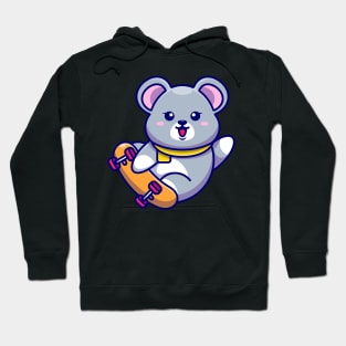 Cute mouse play skateboard cartoon Hoodie